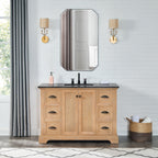 Meuble-lavabo Hervas avec plateau en marbre naturel sans miroir