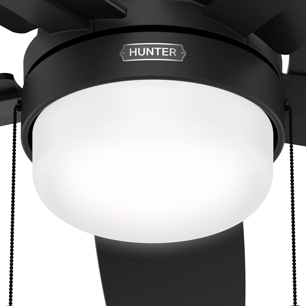 Ventilateur de plafond à profil bas Hunter 52 Anisten avec éclairage LED et chaînette - Moderne, contemporain, transitionnel