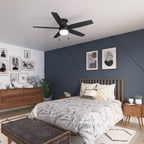 Ventilateur de plafond à profil bas Hunter 52 Anisten avec éclairage LED et chaînette - Moderne, contemporain, transitionnel