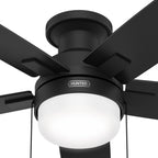 Ventilateur de plafond à profil bas Hunter 52 Anisten avec éclairage LED et chaînette - Moderne, contemporain, transitionnel