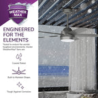 Ventilateur de plafond extérieur Hunter 52 Skyflow avec kit d'éclairage LED, commande murale - Côtier moderne contemporain - WeatherMax - CLASSÉ HUMIDE !