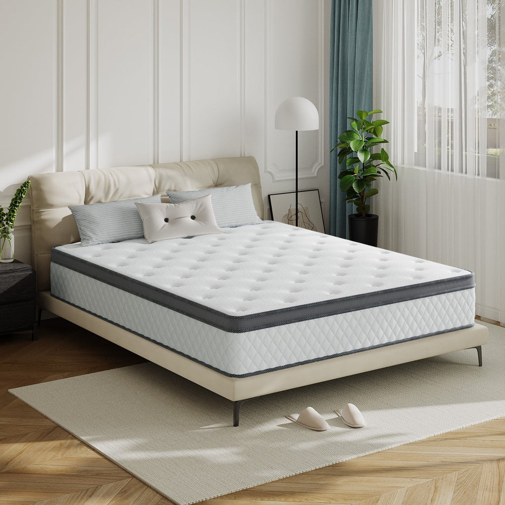 Matelas hybride en mousse à mémoire de forme SweDrea de 12 po de taille moyenne avec CertiPUR-US et Oeko-TEX, doté d'une absorption au charbon de bambou.