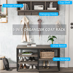 Ensemble de porte-manteaux et de bancs à chaussures pour entrée, porte-manteaux et porte-chaussures de style industriel