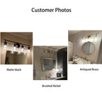 KAWOTI Lampe de salle de bain en métal à 4 lumières et abat-jour en verre à intensité variable