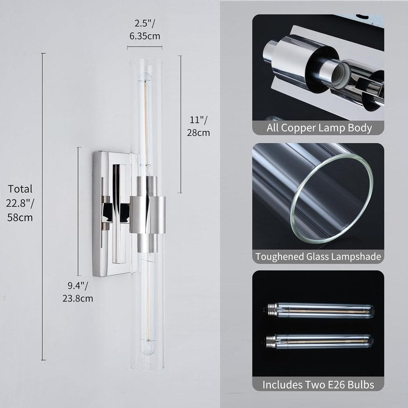 Appliques murales modernes en verre KAYLA, éclairage mural d'intérieur, luminaire de vanité avec abat-jour en verre (lot de 2)