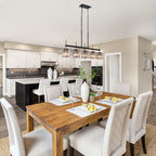 Lustre linéaire moderne Kasy à 5 lumières en verre texturé pour îlot de cuisine, design unique