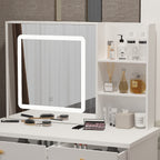 Coiffeuse Kerrogee avec miroir éclairé réglable et tabouret - 39,4 L x 19,7 l x 53,5 H