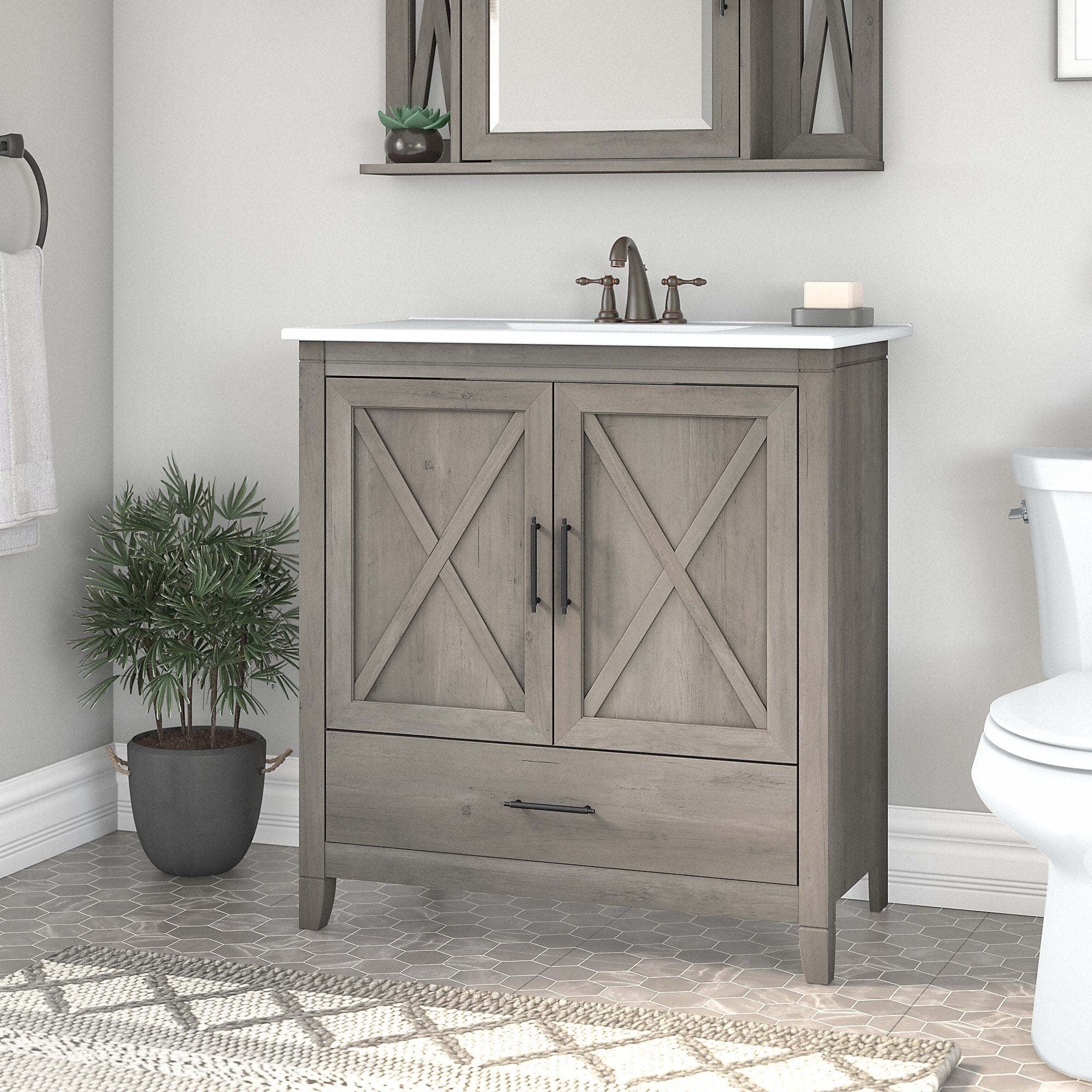 Meuble-lavabo Key West 32 W avec lavabo par Bush Furniture
