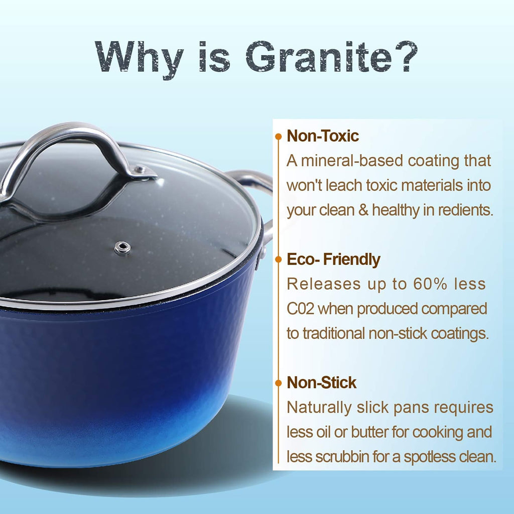 Batterie de cuisine en granit, poêles et casseroles antiadhésives, 12/15/30 pièces