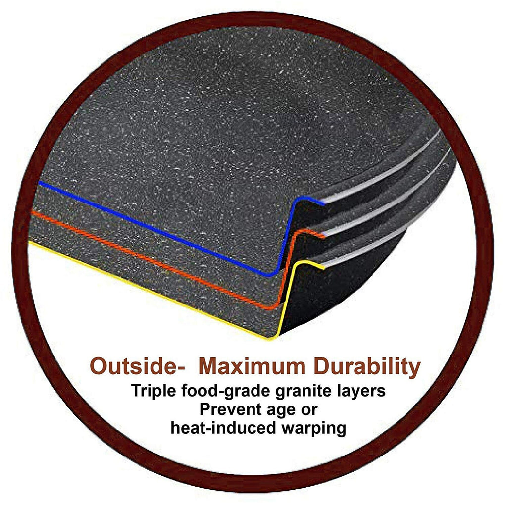Batterie de cuisine en granit, poêles et casseroles antiadhésives, 12/15/30 pièces