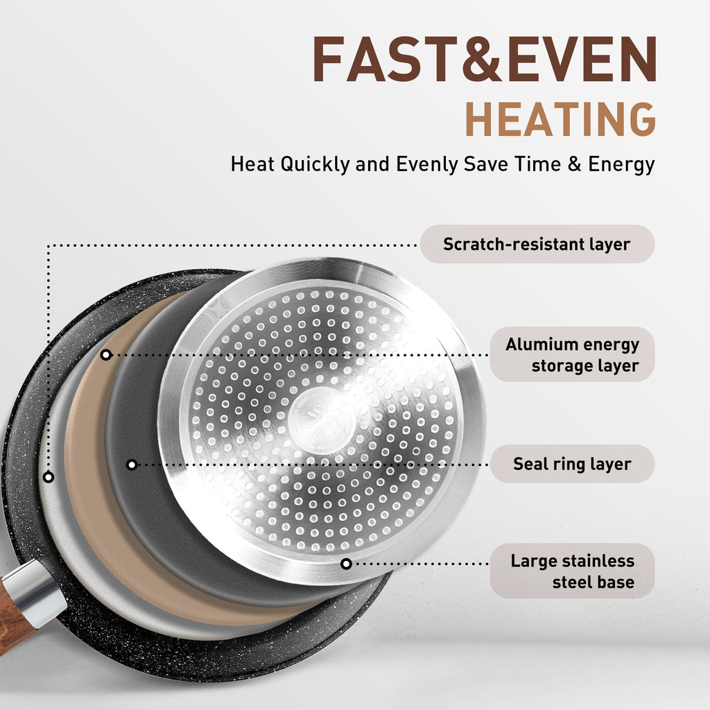 Batterie de cuisine antiadhésive, ensemble de 12 casseroles et poêles en granit