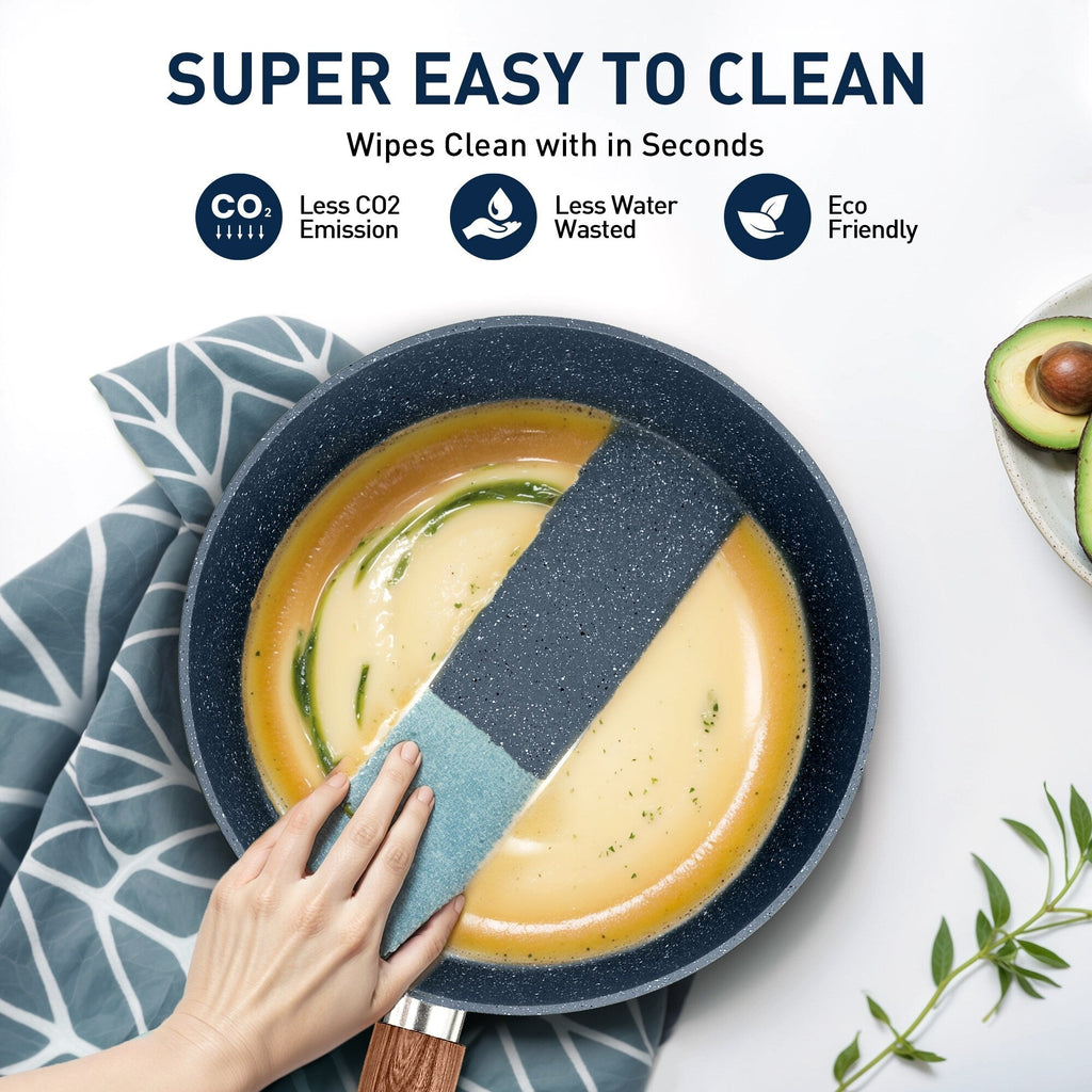 Batterie de cuisine antiadhésive, ensemble de 12 casseroles et poêles en granit