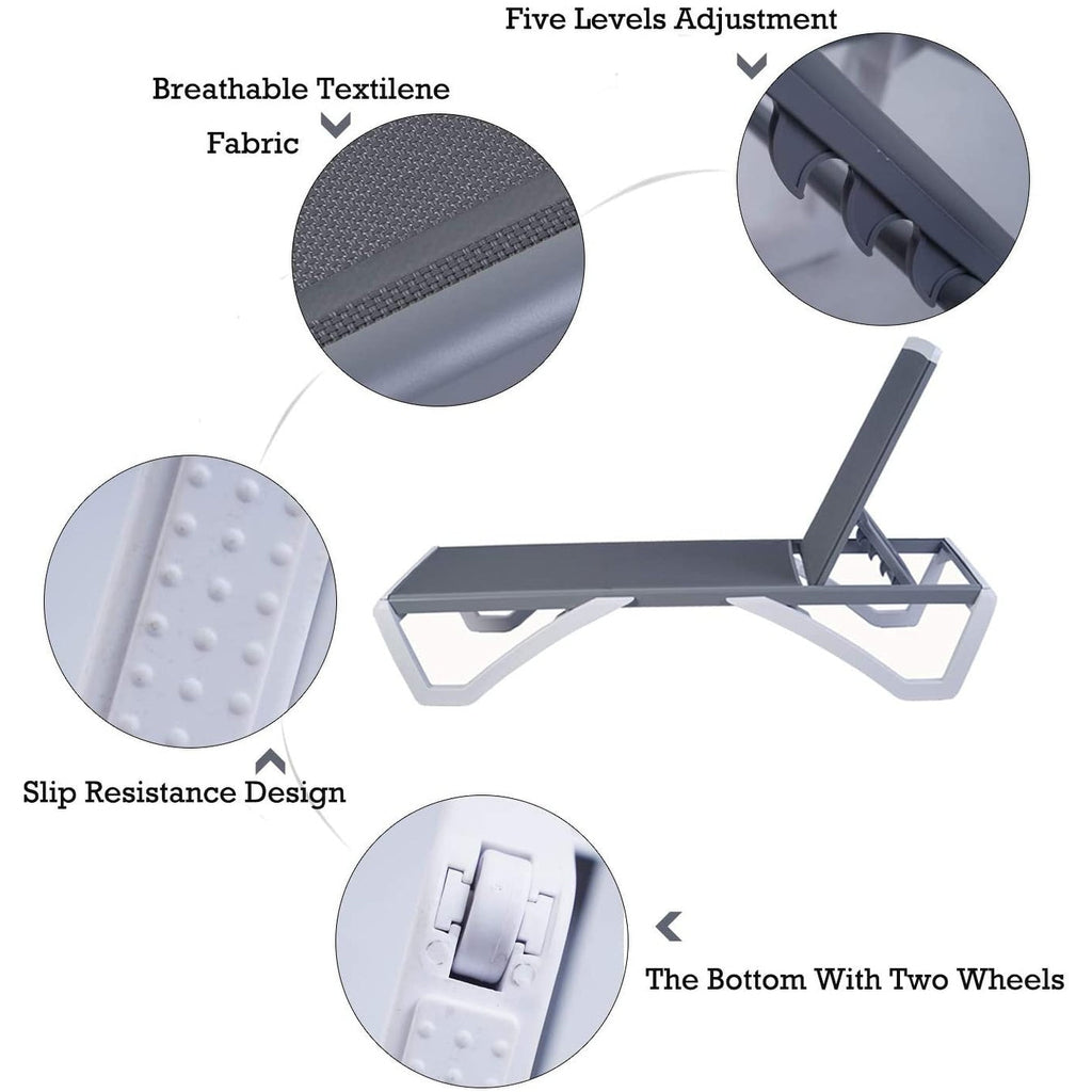 Chaise longue inclinable et réglable Kozyard Alan, pieds entièrement plats en aluminium et résine polypropylène