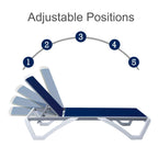 Chaise longue inclinable et réglable Kozyard Alan, pieds entièrement plats en aluminium et résine polypropylène