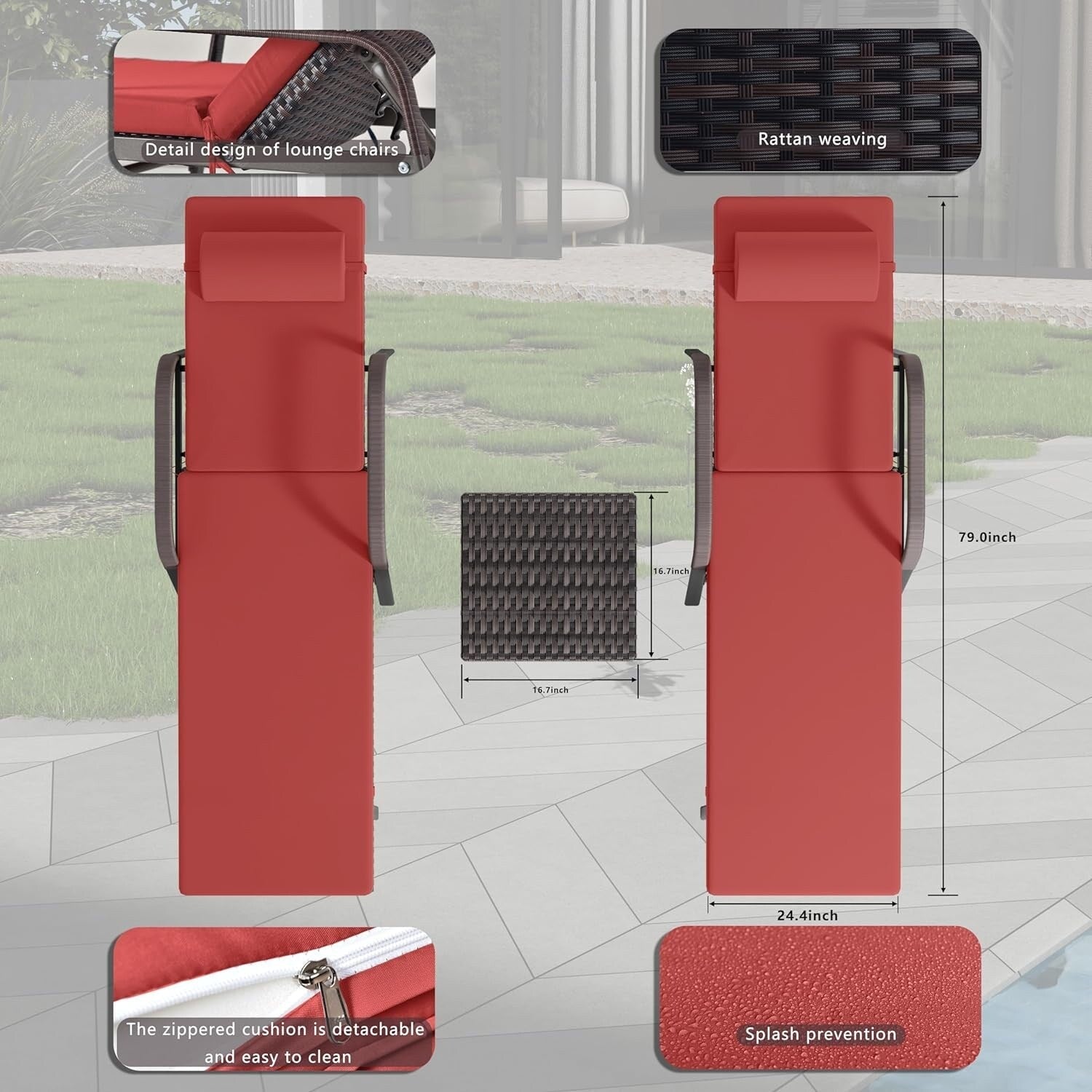 Ensemble de chaises longues d'extérieur 3 pièces Kullavik