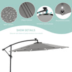 Parasol de terrasse déporté à LED LIVOOSUN de 10 pieds avec base croisée