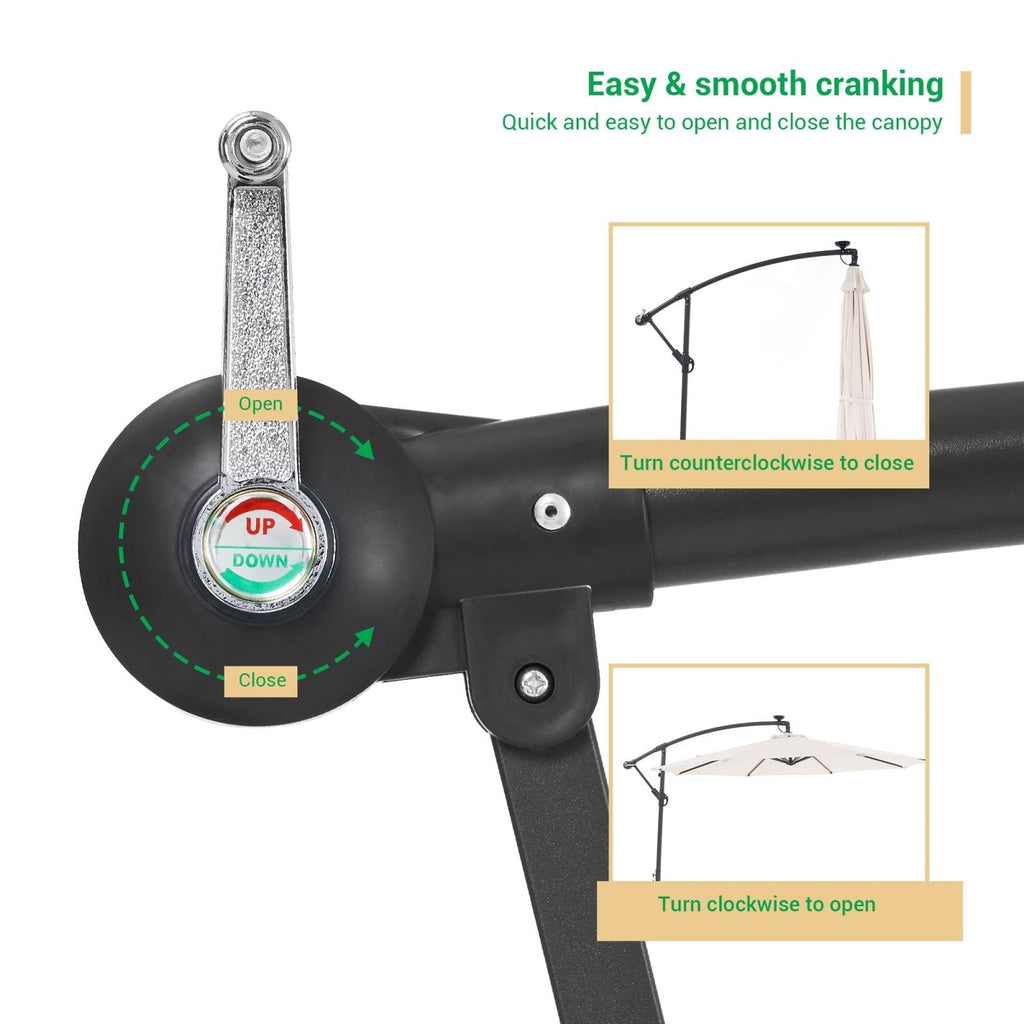 Parasol de terrasse déporté à LED LIVOOSUN de 10 pieds avec base croisée