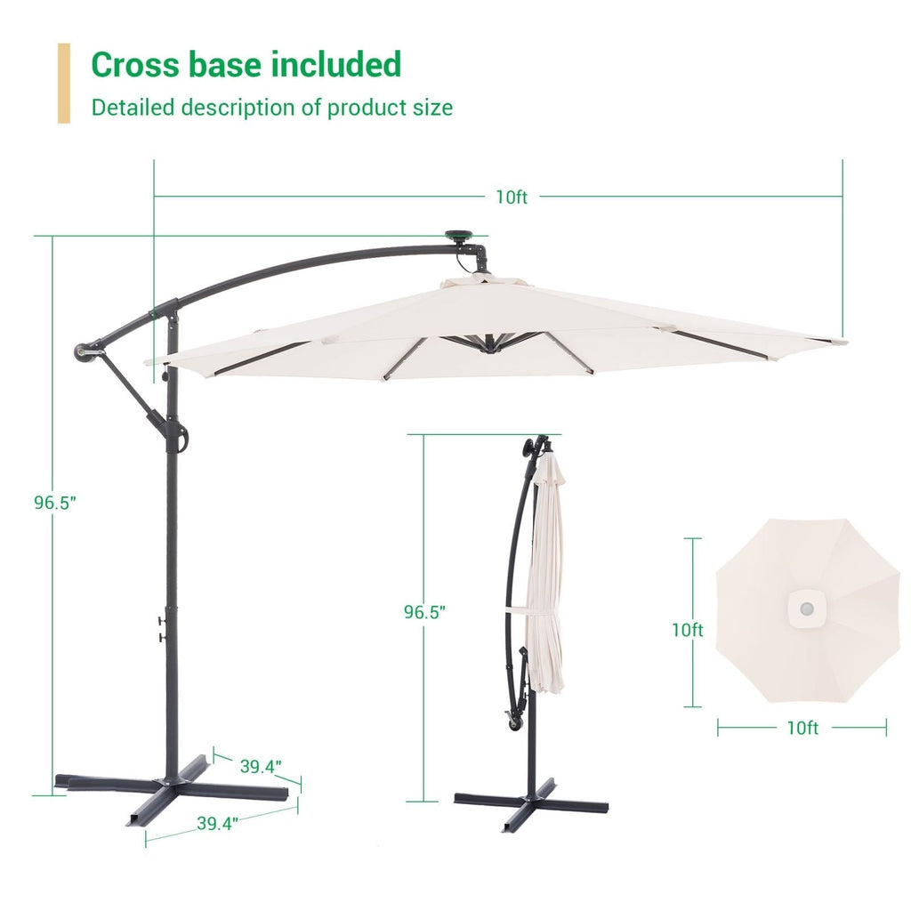 Parasol de terrasse déporté à LED LIVOOSUN de 10 pieds avec base croisée