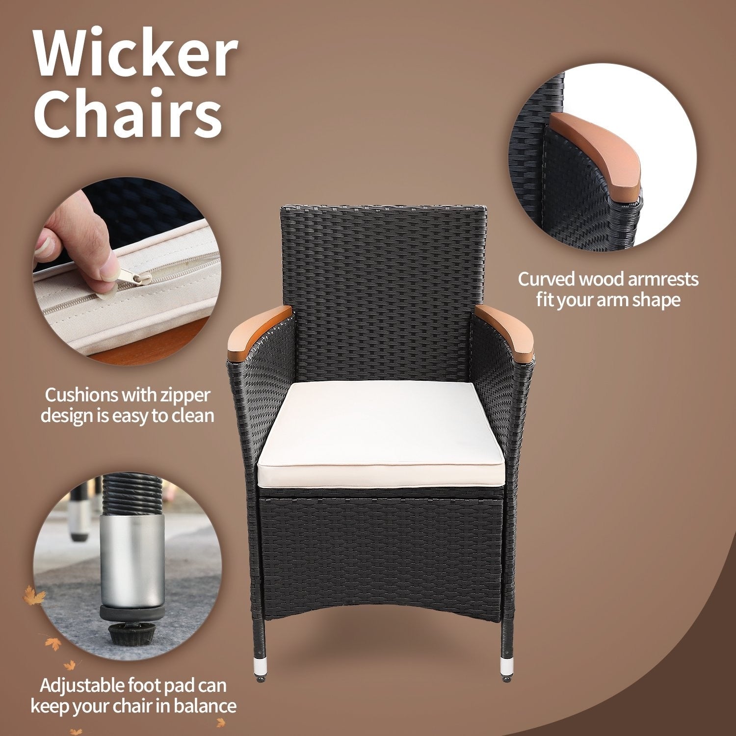 Ensemble de salle à manger d'extérieur Lacoo PE en osier et bois d'acacia