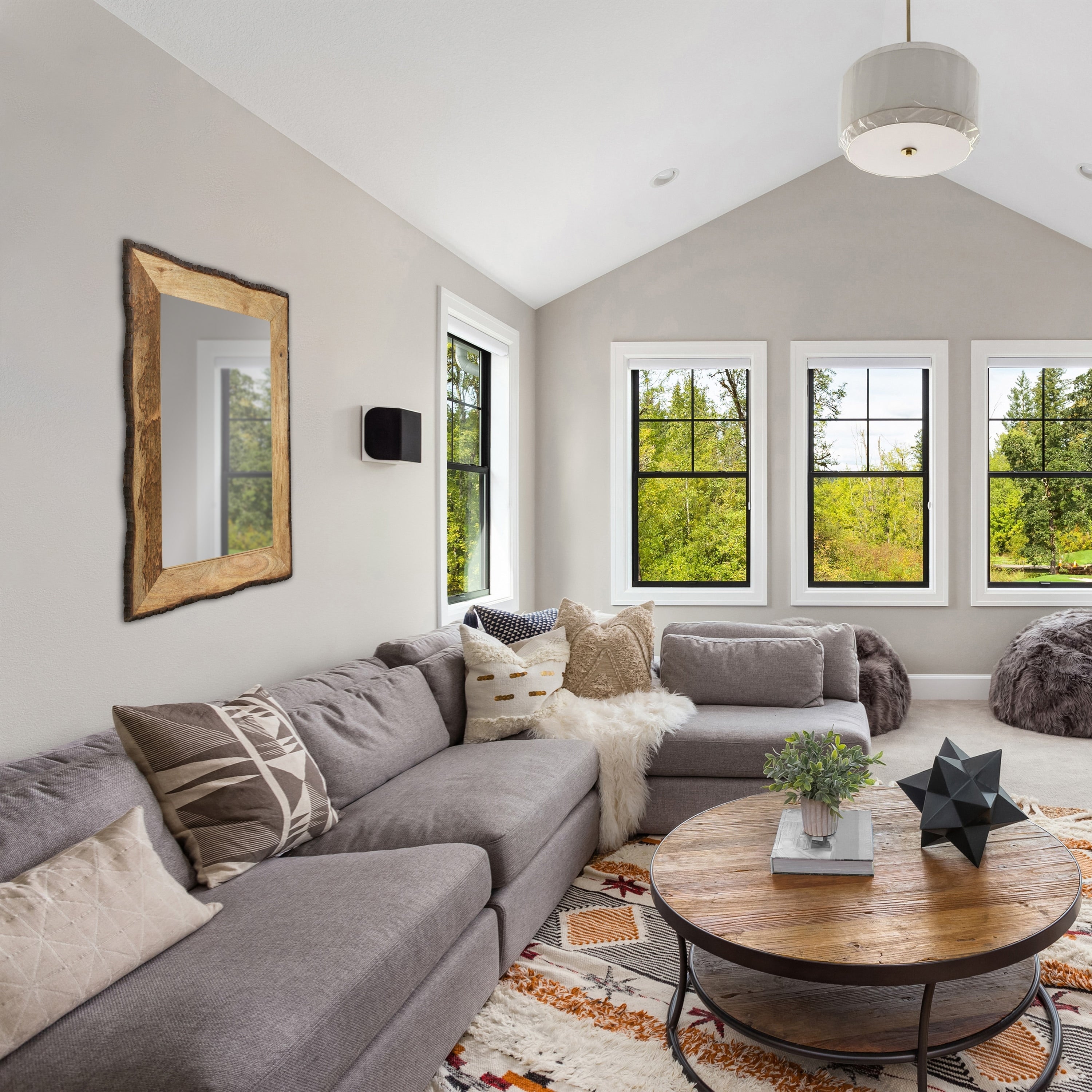 Miroir mural rectangulaire en bois et verre brun et beige Lamont River of Goods - 39 x 1,25 x 28