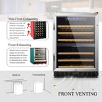 Refroidisseur à vin à compresseur double zone intégré Lanbo de 24 pouces, 44 bouteilles