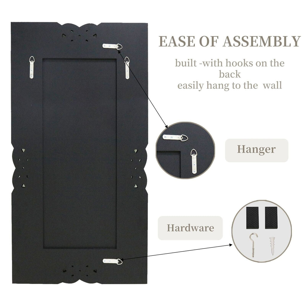 Grand miroir mural à emboîtement avec perles de cristal rectangulaires