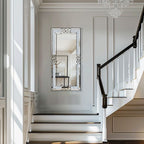 Grand miroir mural à emboîtement avec perles de cristal rectangulaires