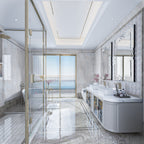 Grand miroir mural à emboîtement avec perles de cristal rectangulaires