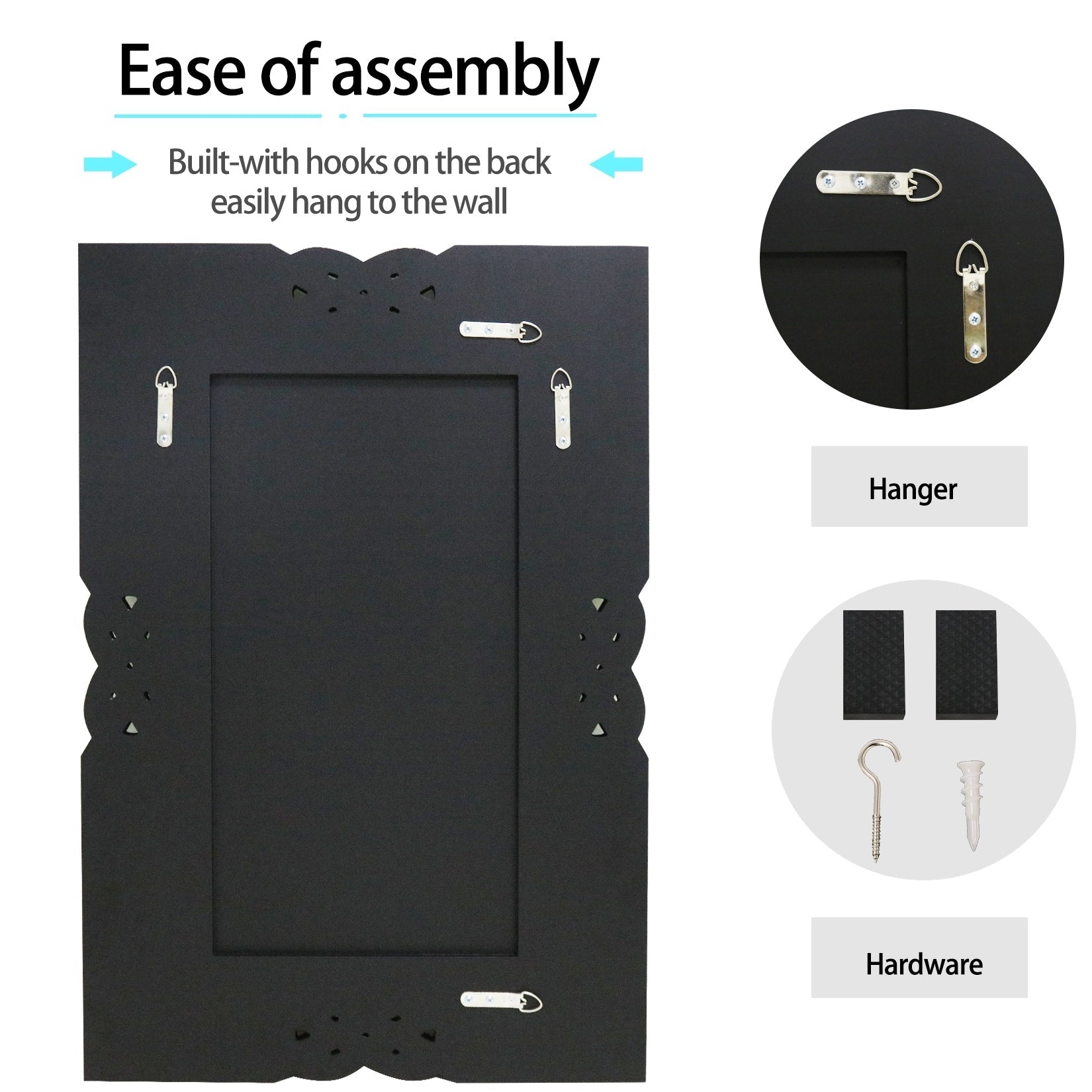 Grand miroir mural à emboîtement avec perles de cristal rectangulaires