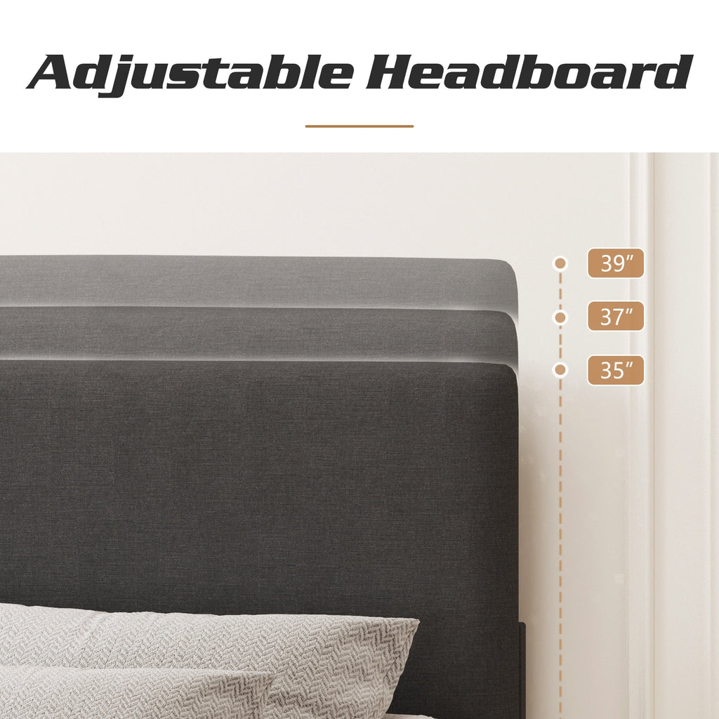 Cadre de lit plateforme rembourré réglable Lifezone Queen Size