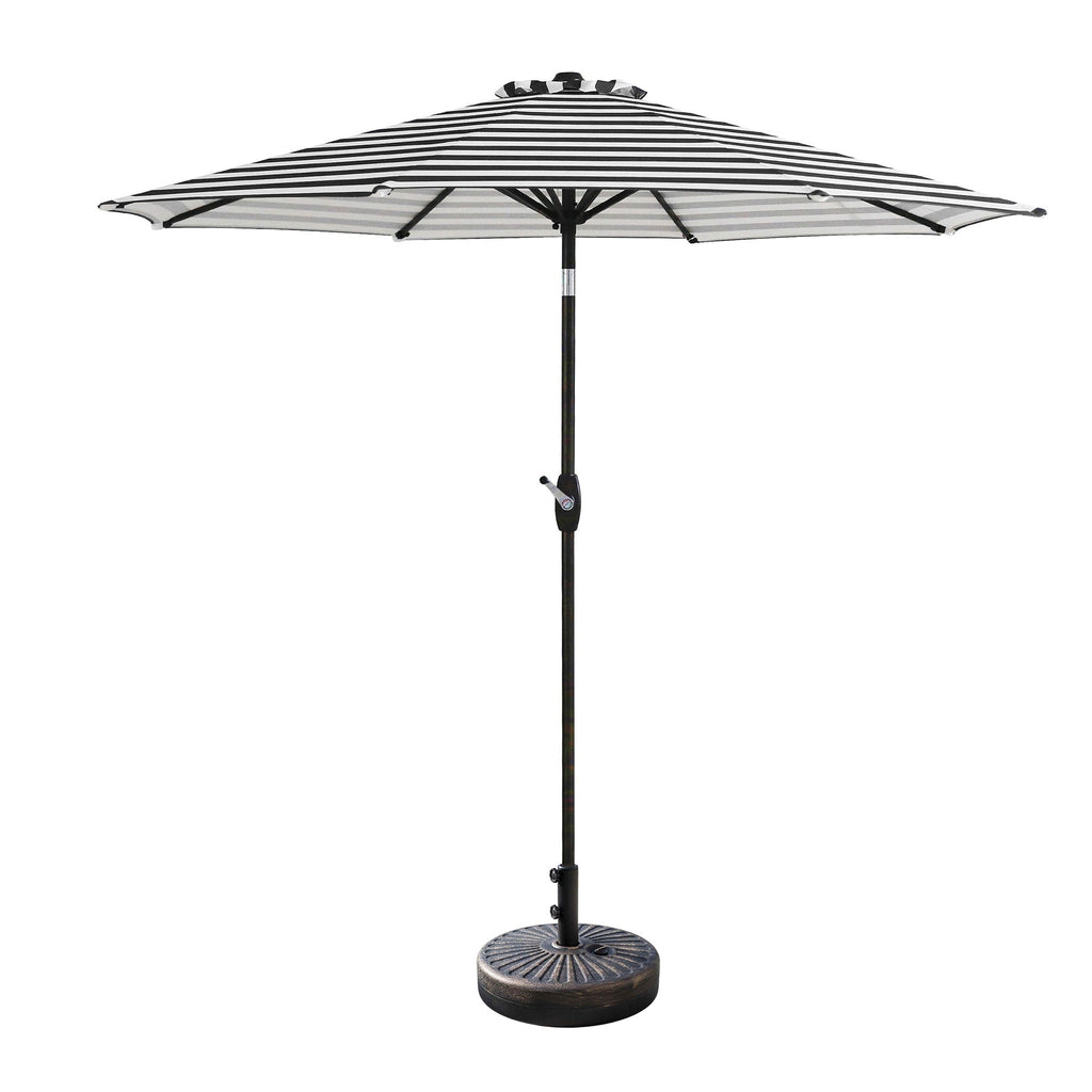 Parasol de patio Lopes de 9 pieds avec base en finition bronze et support de poids inclus