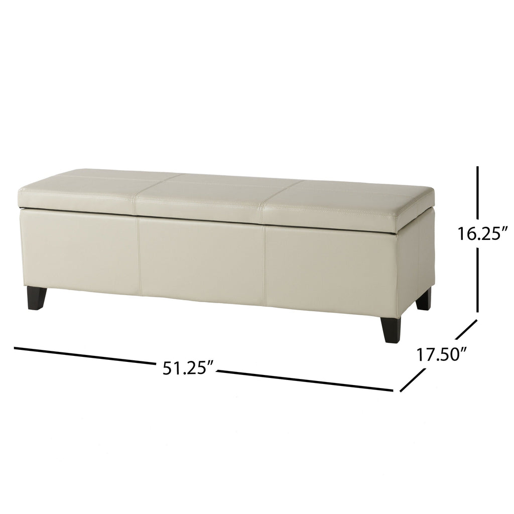 Banc de rangement en similicuir Lucinda par Christopher Knight Home - 51,25 L x 17,50 l x 16,25 H
