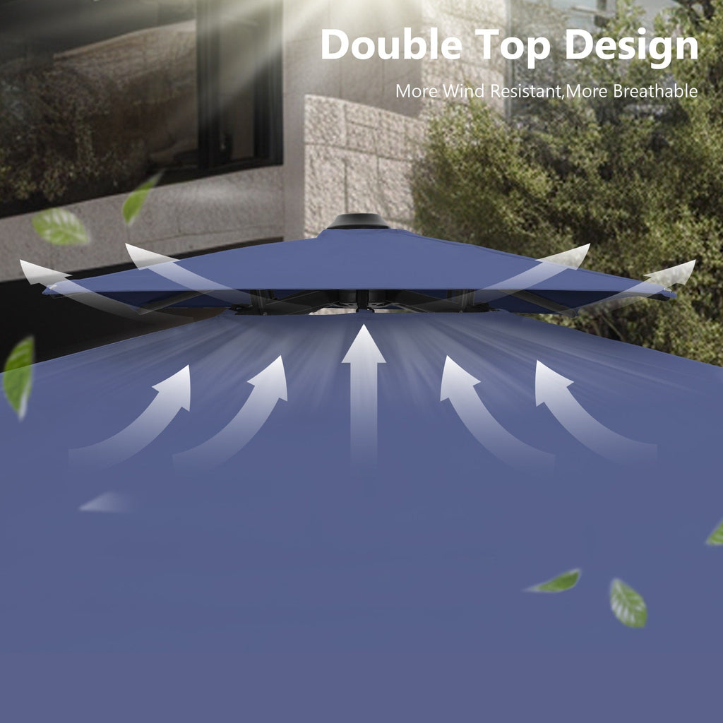 MAISON ARTS Parasol déporté hydraulique automatique de 12 pieds avec mât en aluminium et rotation à 360 degrés