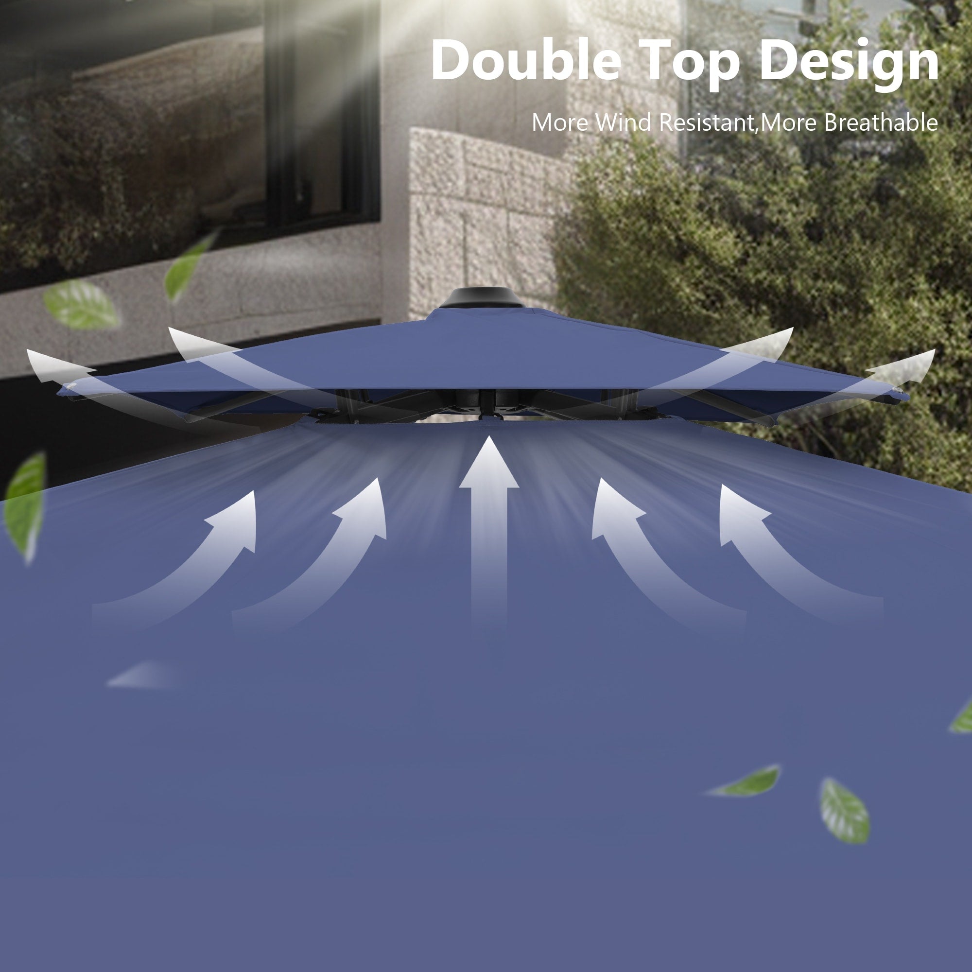 MAISON ARTS Parasol déporté hydraulique automatique de 12 pieds avec mât en aluminium et rotation à 360 degrés