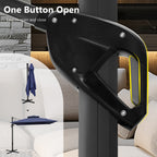 MAISON ARTS Parasol déporté hydraulique automatique de 12 pieds avec mât en aluminium et rotation à 360 degrés