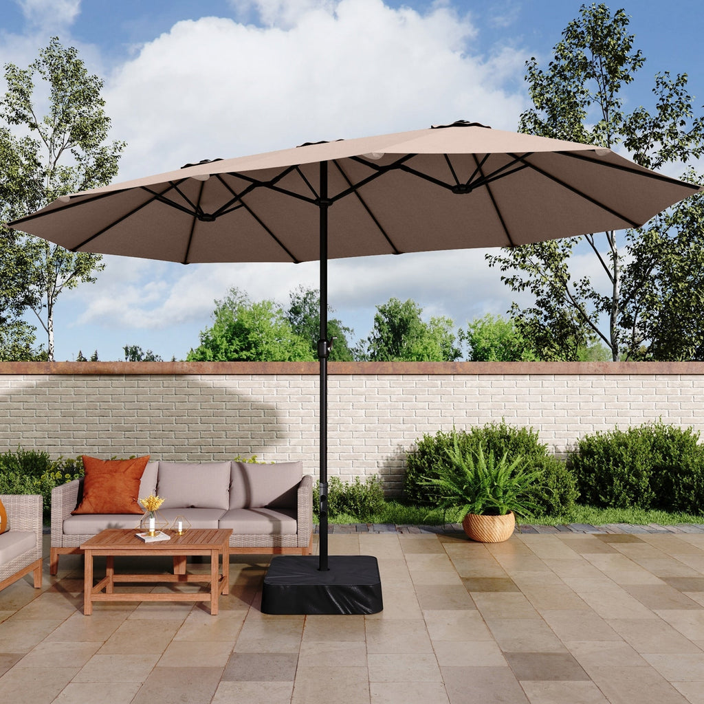 Parasol double extra large de 15 pieds pour patio double face de MAISON ARTS avec base incluse