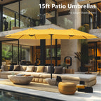 Parasol double extra large de 15 pieds pour patio double face de MAISON ARTS avec base incluse
