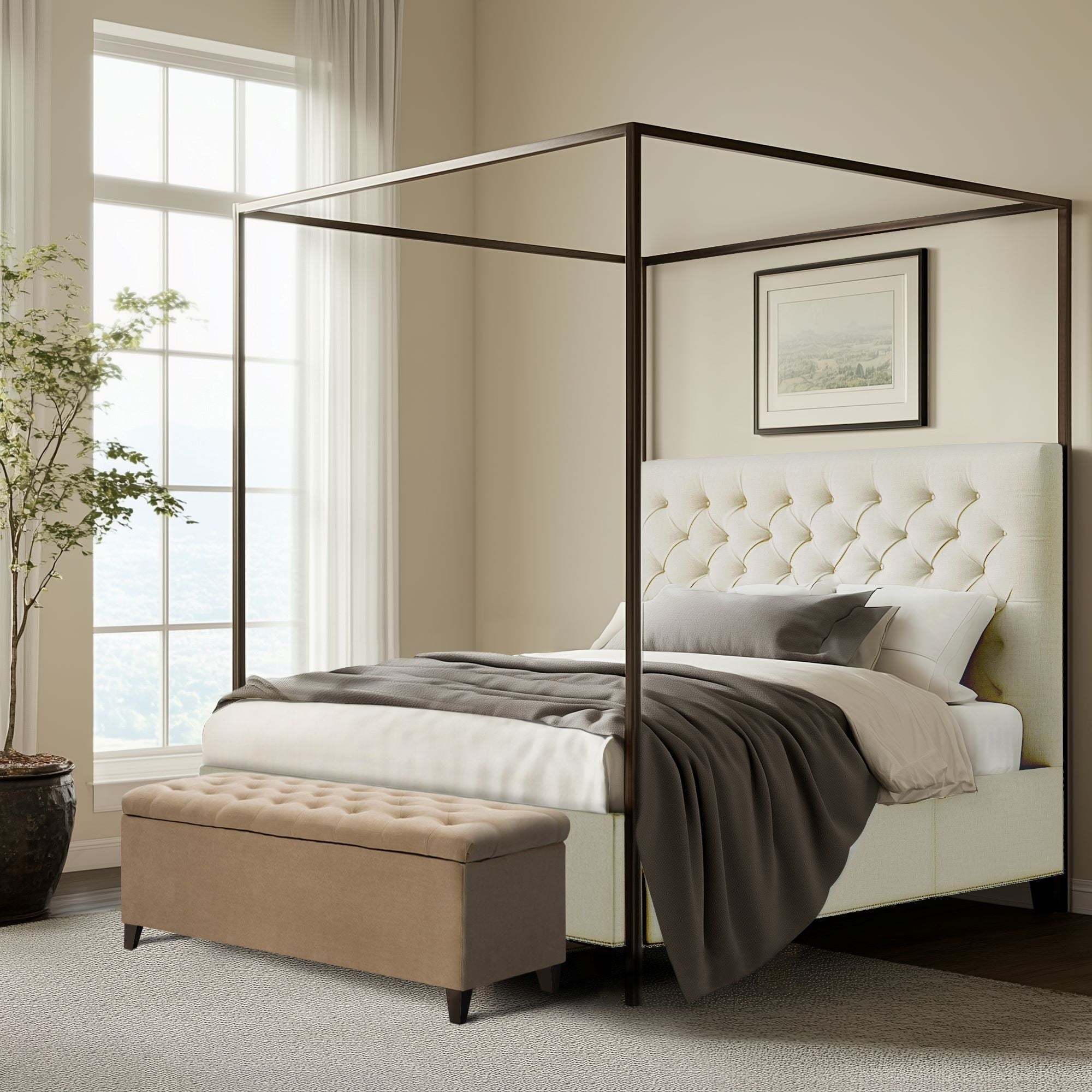 Banc de rangement rembourré à plateau capitonné Sasha de Madison Park