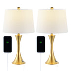 Lampe de table LED Makena 22,75 cm en fer moderne et glamour avec port de chargement USB (lot de 2) par JONATHAN Y