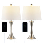 Lampe de table LED Makena 22,75 cm en fer moderne et glamour avec port de chargement USB (lot de 2) par JONATHAN Y
