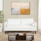 Canapé moderne en cuir véritable avec pieds en bois et coussin traversin supplémentaire