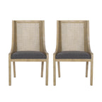 Chaises de salle à manger rembourrées en rotin et bois Maurers (lot de 2) par Christopher Knight Home