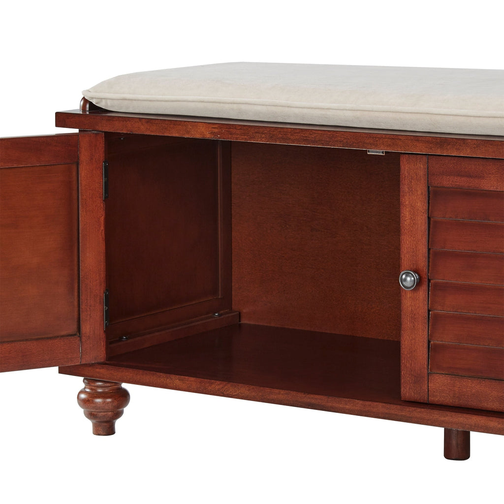 Banc de rangement à porte à volets Maybelle avec coussin en velours par iNSPIRE Q Classic