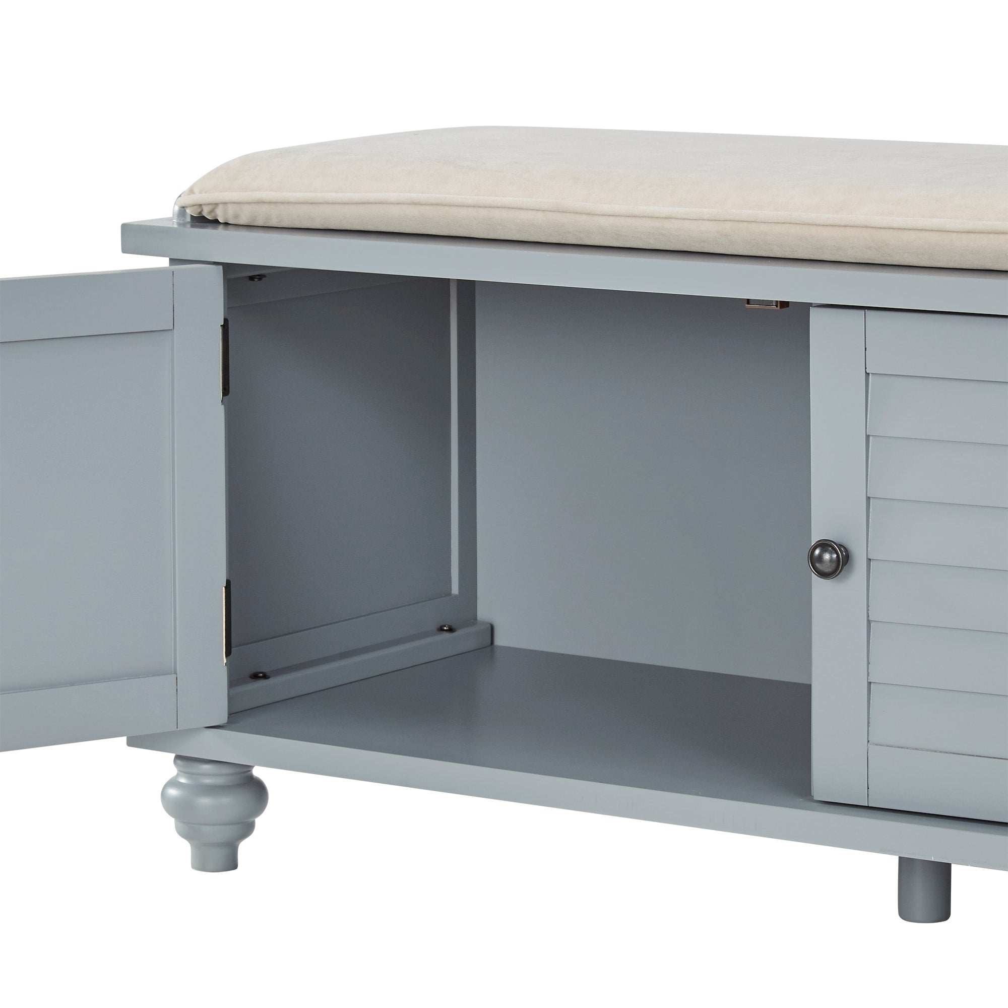 Banc de rangement à porte à volets Maybelle avec coussin en velours par iNSPIRE Q Classic