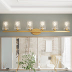 Applique de salle de bain moderne à 6 LED à intensité variable de style milieu du siècle avec verre artistique - 51 pouces