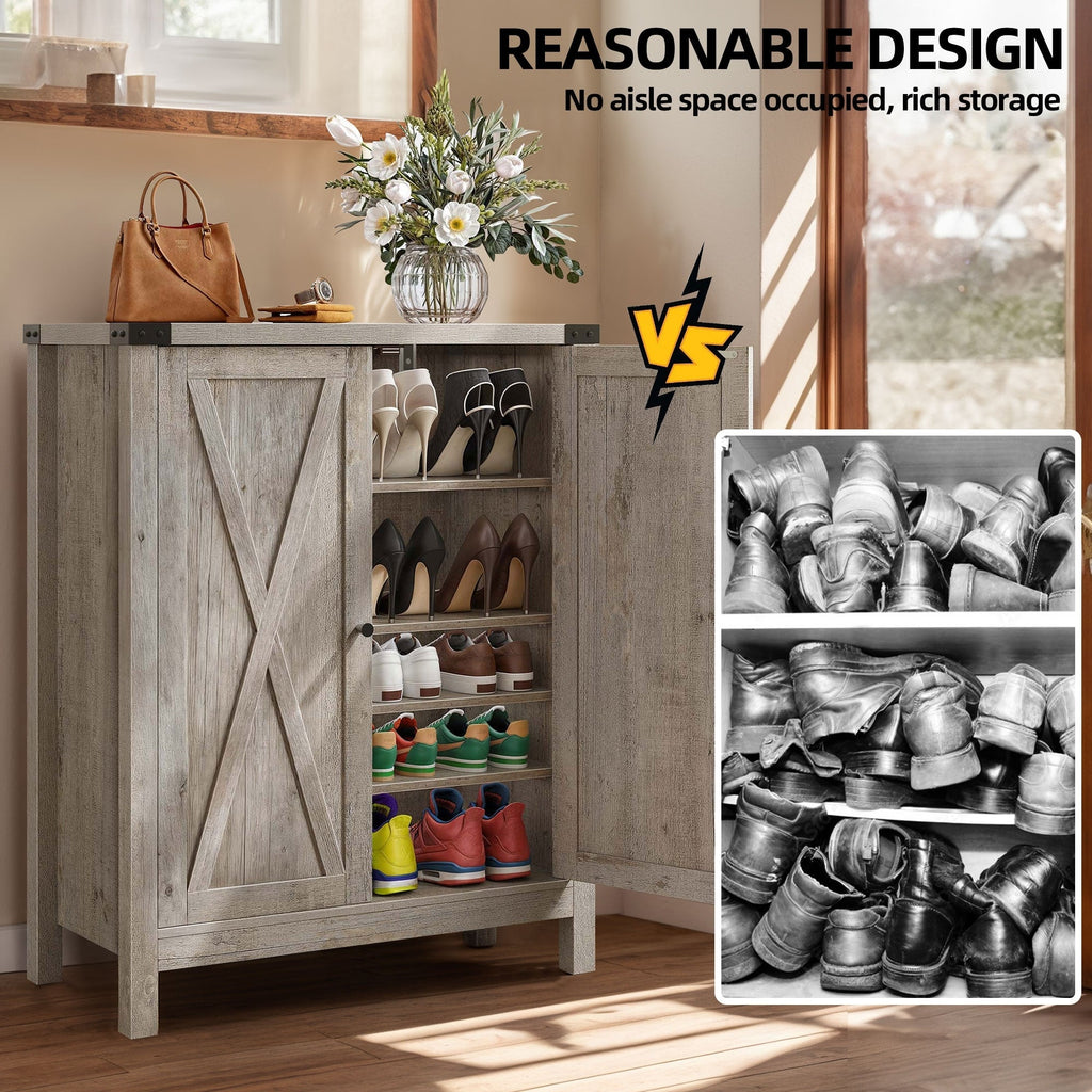 Meuble de rangement à chaussures Moasis à 5 niveaux pour 20 paires de chaussures avec portes doubles pour l'entrée