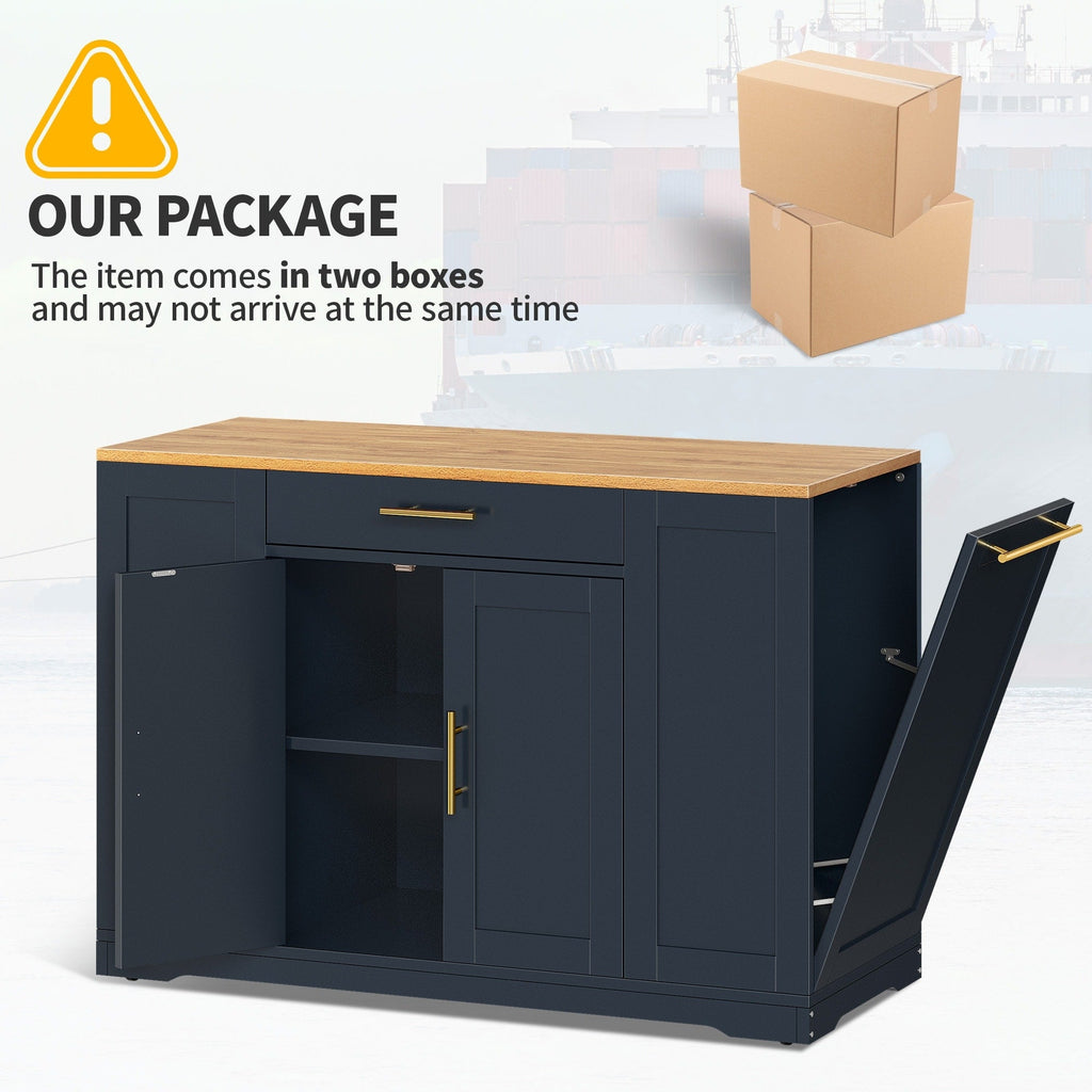 Meuble de rangement pour îlot de cuisine roulant Moasis de 53 pouces, chariot de cuisine mobile portable