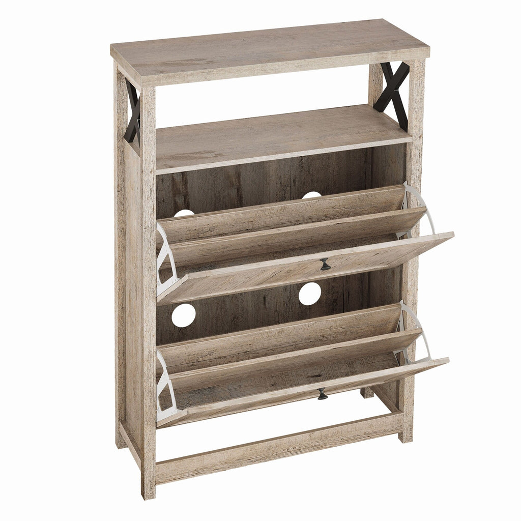 Meuble de rangement à chaussures Moasis avec 2 compartiments pour entrée et couloir