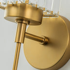 Applique murale moderne dorée à intensité variable, style cylindre glamour pour salle de bain, en cristal, pour meuble-lavabo