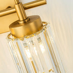Applique murale moderne dorée à intensité variable, style cylindre glamour pour salle de bain, en cristal, pour meuble-lavabo